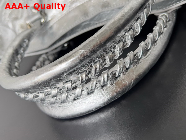 Balenciaga Le City Medium Bag in Silver Metallized Arena Lambskin Replica
