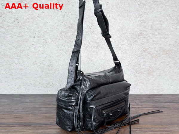Balenciaga Le City Multipocket Crossbody Bag Medium in Black Arena Lambskin Replica