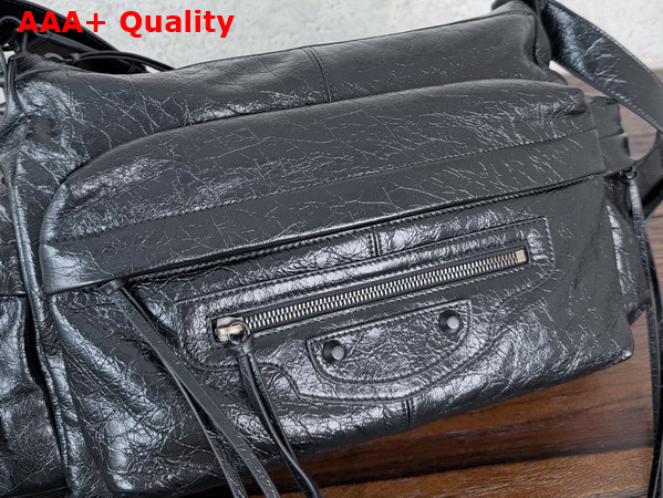 Balenciaga Le City Multipocket Crossbody Bag Medium in Black Arena Lambskin Replica