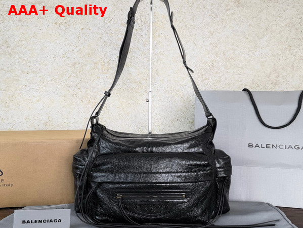 Balenciaga Le City Multipocket Crossbody Bag Medium in Black Arena Lambskin Replica