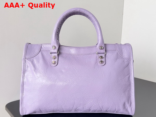 Balenciaga Le City Small Bag in Lilac Arena Lambskin Replica
