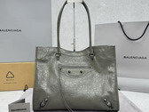 Balenciaga Le City Tote Bag Medium in Army Green Arena Lambskin Replica
