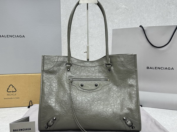 Balenciaga Le City Tote Bag Medium in Army Green Arena Lambskin Replica