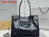 Balenciaga Le City Tote Bag Medium in Black Arena Lambskin Replica