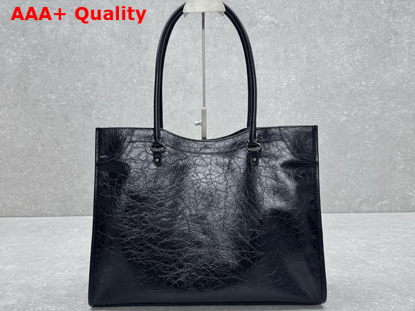 Balenciaga Le City Tote Bag Medium in Black Arena Lambskin Replica