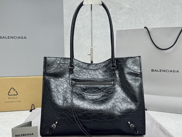 Balenciaga Le City Tote Bag Medium in Black Arena Lambskin Replica