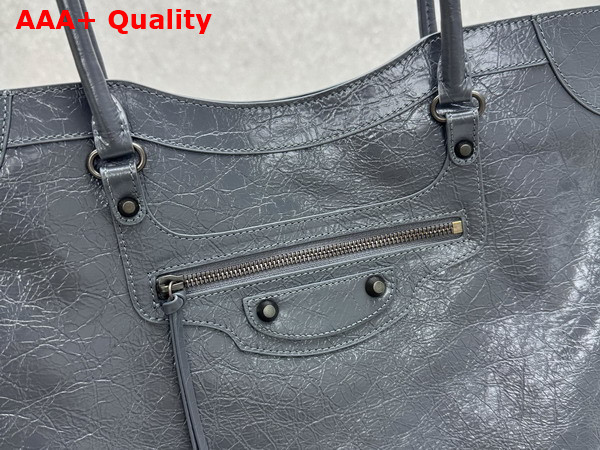 Balenciaga Le City Tote Bag Medium in Volcanic Rock Arena Lambskin Replica