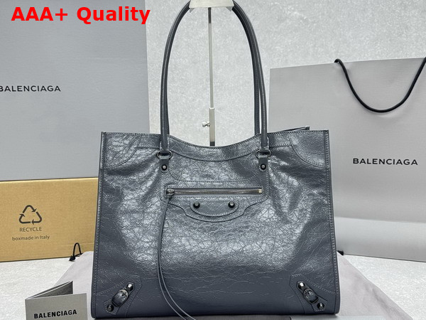 Balenciaga Le City Tote Bag Medium in Volcanic Rock Arena Lambskin Replica