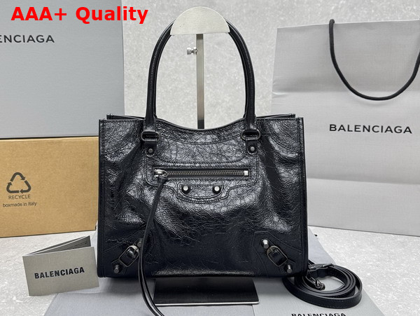 Balenciaga Le City Tote Bag Small in Black Arena Lambskin Replica