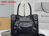 Balenciaga Le City Tote Bag Small in Black Arena Lambskin Replica