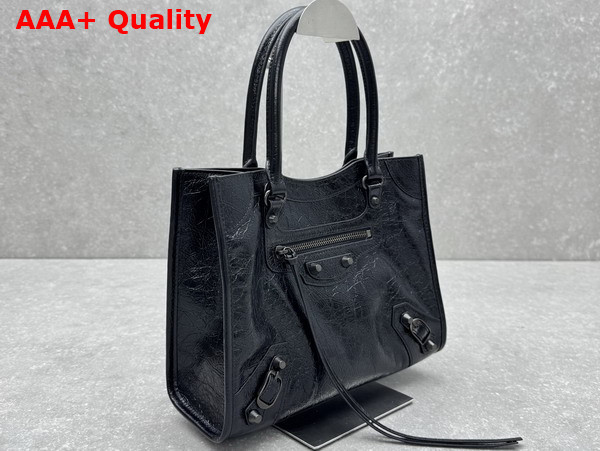 Balenciaga Le City Tote Bag Small in Black Arena Lambskin Replica