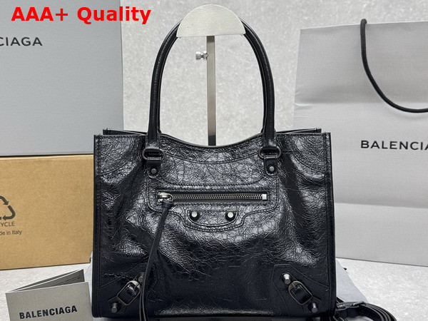 Balenciaga Le City Tote Bag Small in Black Arena Lambskin Replica