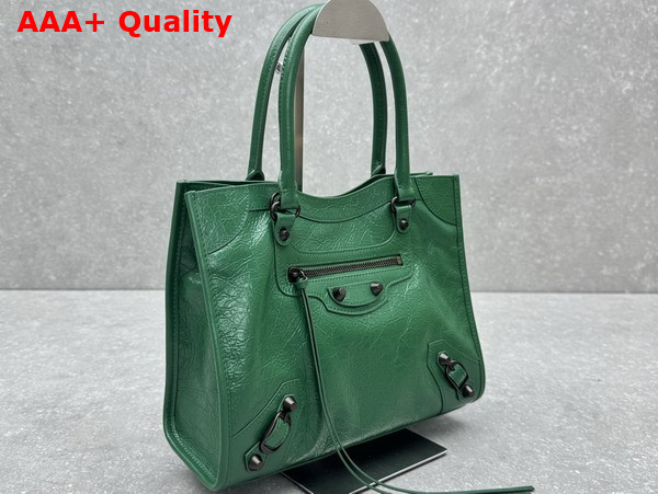 Balenciaga Le City Tote Bag Small in Green Arena Lambskin Replica