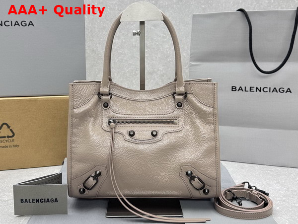 Balenciaga Le City Tote Bag Small in Stone Beige Arena Lambskin Replica