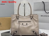 Balenciaga Le City Tote Bag Small in Stone Beige Arena Lambskin Replica
