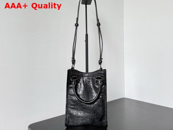 Balenciaga Le City Tote Phone Holder in Black Arena Lambskin Replica