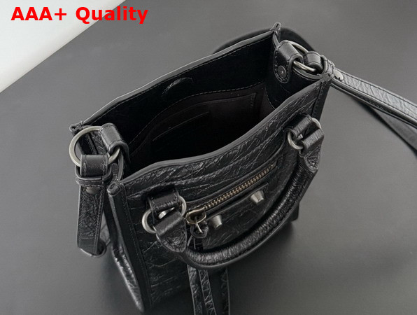 Balenciaga Le City Tote Phone Holder in Black Arena Lambskin Replica