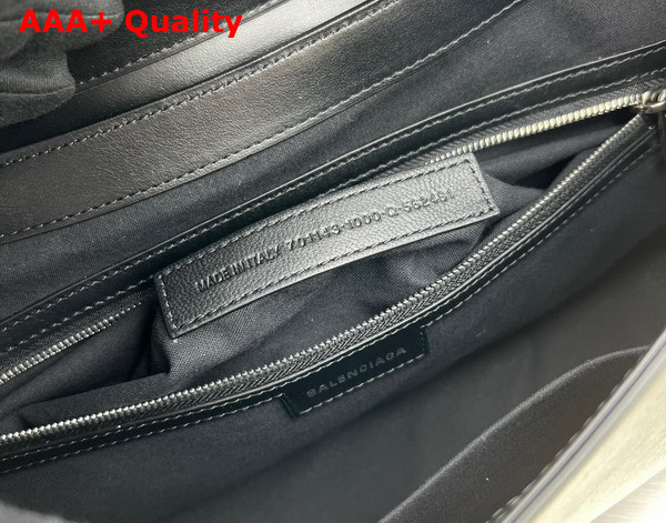 Balenciaga Lindsay Large Shoulder Bag in Black Shiny Smooth Calfskin with Aged Silver Hardware Replica