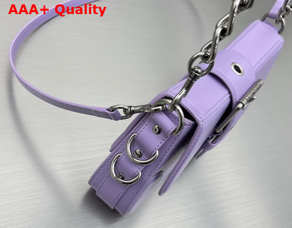 Balenciaga Lindsay Small Shoulder Bag With Strap in Light Purple Shiny Smooth Calfskin Aged Silver Hardware Replica