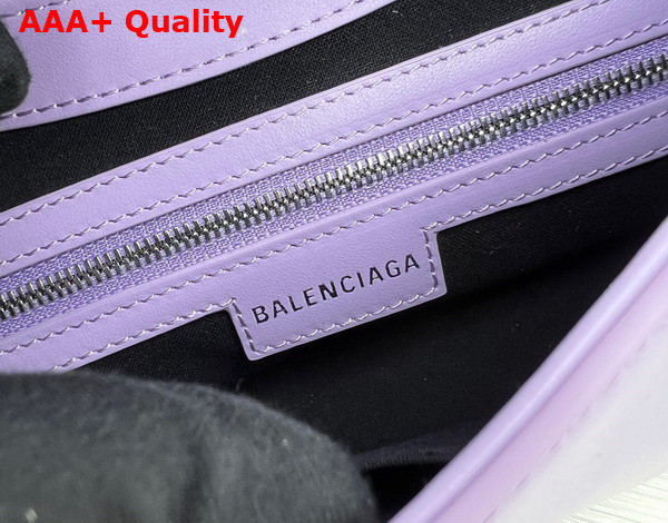 Balenciaga Lindsay Small Shoulder Bag With Strap in Light Purple Shiny Smooth Calfskin Aged Silver Hardware Replica
