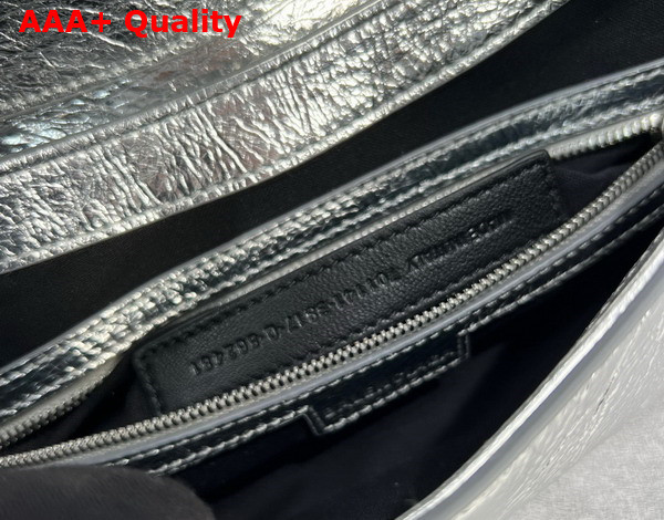 Balenciaga Lindsay Small Shoulder Bag With Strap in Silver Pleated Mirror Calfskin Aged Silver Hardware Replica
