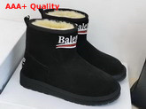 Balenciaga Logo Snow Boot in Black Suede and Shearling Sheepskin Replica