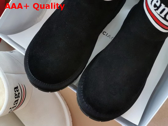 Balenciaga Logo Snow Boot in Black Suede and Shearling Sheepskin Replica