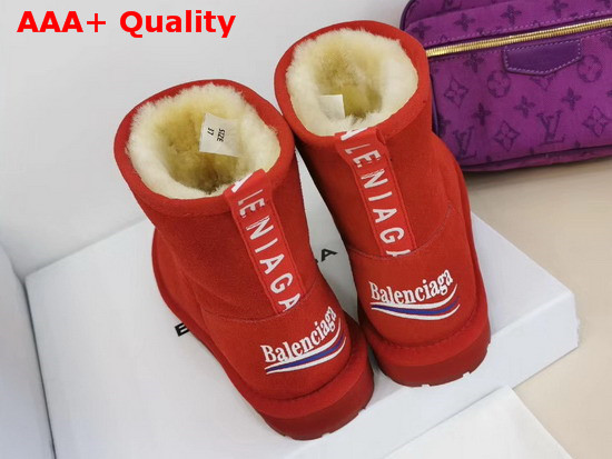 Balenciaga Logo Snow Boot in Red Suede and Shearling Sheepskin Replica