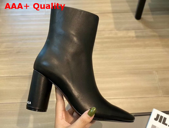 Balenciaga Medium Heel Ankle Boot in Black with Round Heel Replica