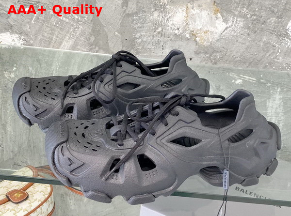 Balenciaga Mens HD Lace Up Sneaker in Black Rubber Replica
