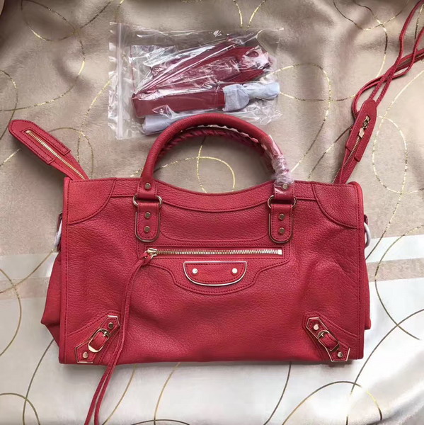 Balenciaga Metallic Edge City Bag in Red Shiny Grained Goatskin with Gold Metal For Sale