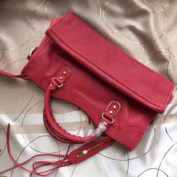 Balenciaga Metallic Edge City Bag in Red Shiny Grained Goatskin with Gold Metal For Sale