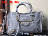 Balenciaga Metallic Edge City S Baby Blue Goatskin Replica