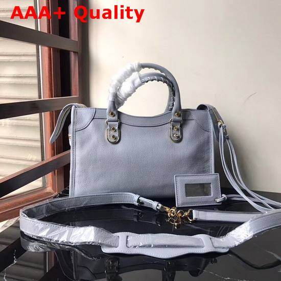 Balenciaga Metallic Edge City S Baby Blue Goatskin Replica