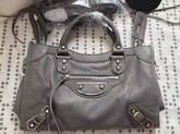 Balenciaga Metallic Edge City S in Grey Shiny Grained Goatskin with Silver Metal For Sale