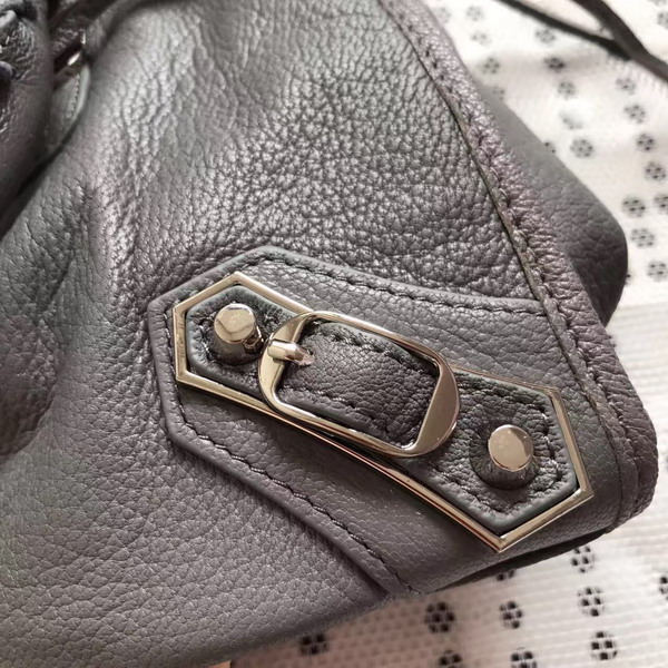 Balenciaga Metallic Edge City S in Grey Shiny Grained Goatskin with Silver Metal For Sale