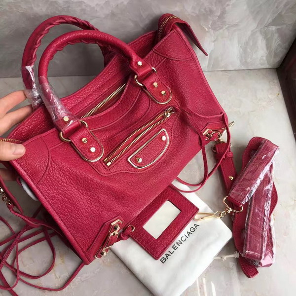 Balenciaga Metallic Edge City S in Red Shiny Grained Goatskin with Gold Metal For Sale