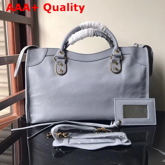 Balenciaga Metallic Edge City in Baby Blue Goatskin Replica
