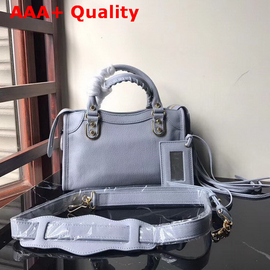 Balenciaga Metallic Edge Mini City Baby Blue Goatskin Replica