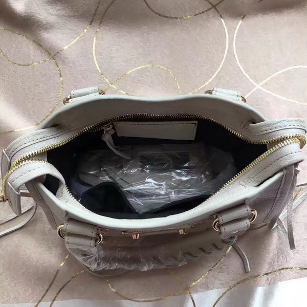 Balenciaga Metallic Edge Mini City Bag in Beige Shiny Grained Goatskin with Gold Metal For Sale