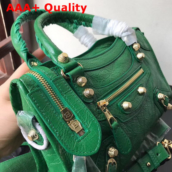 Balenciaga Mini City Bag in Green Crackle Lambskin Replica