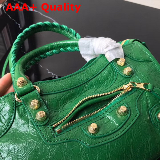 Balenciaga Mini City Bag in Green Crackle Lambskin Replica