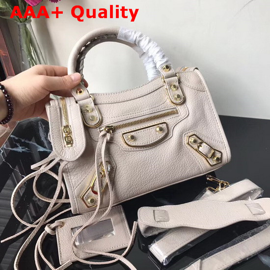 Balenciaga Mini Edge City Bag in Light Grey Grained Goatskin Replica