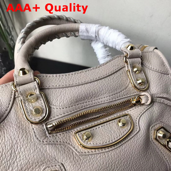 Balenciaga Mini Edge City Bag in Light Grey Grained Goatskin Replica