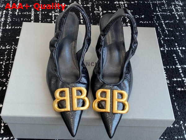 Balenciaga Monaco 50mm Slingback in Black Arena Lambskin Replica