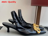 Balenciaga Monaco 50mm Slingback in Black Arena Lambskin Replica