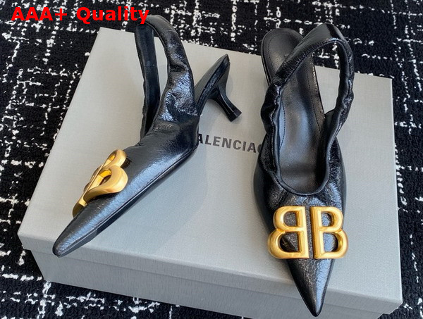 Balenciaga Monaco 50mm Slingback in Black Arena Lambskin Replica