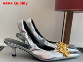 Balenciaga Monaco 50mm Slingback in Silver Arena Lambskin Replica
