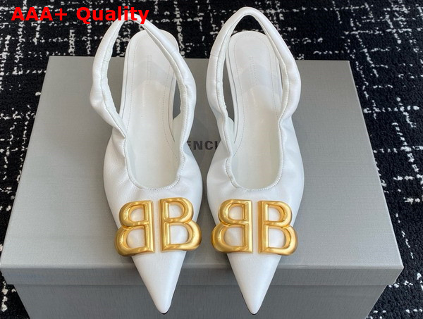 Balenciaga Monaco 50mm Slingback in White Arena Lambskin Replica