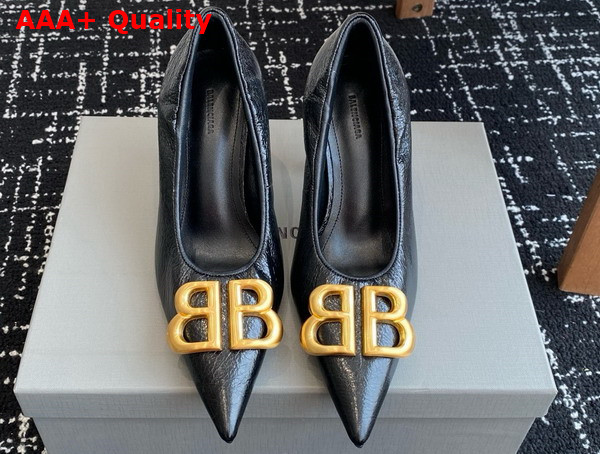 Balenciaga Monaco 90mm Pump in Black Arena Lambskin Replica
